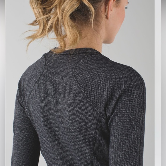Lululemon Runderful Long Sleeve Heathered Herringbone Heathered Black Black 2 - Picture 3 of 16